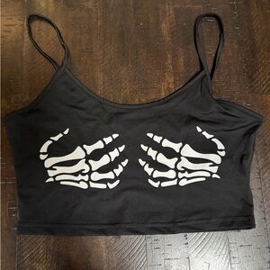 SHEIN Black Skeleton Hand Crop Top